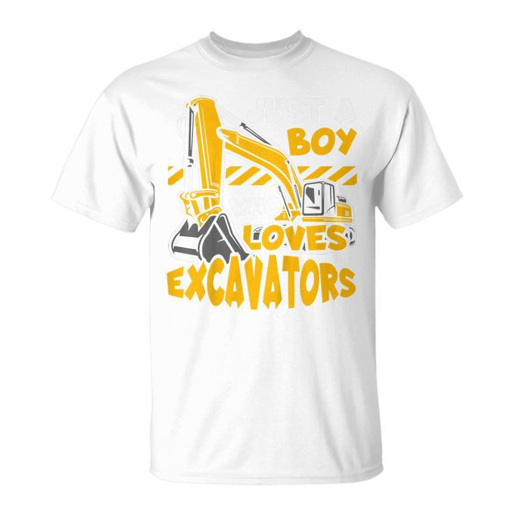 Kids Construction Vehicle Just A Boy Who Loves Excavators T-Shirt
