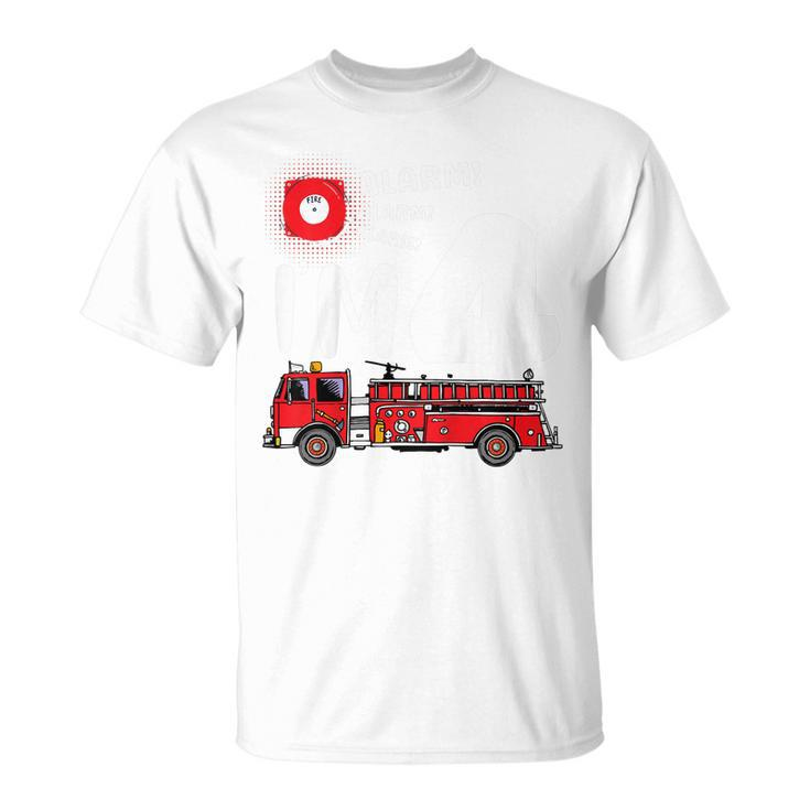 Kids Fire Truck 4Th Birthday Boy Party 4 Year Old Firefighter  Unisex T-Shirt