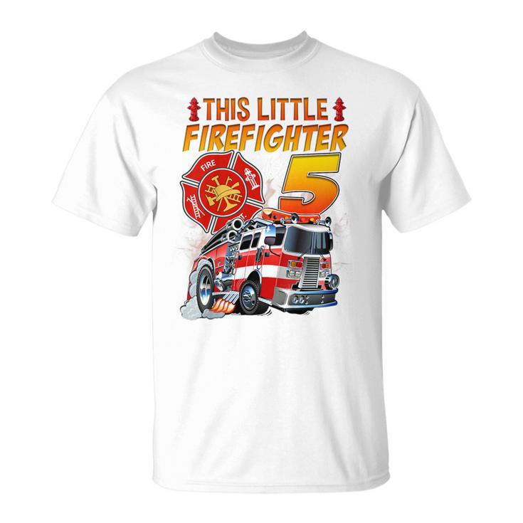 Kids Fire Truck 5 Year Old Firefighter 5Th Birthday Boy Toddler T-Shirt