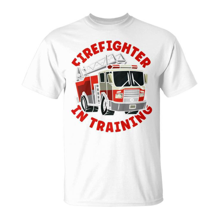 Kids Firefighter In Training Boys Fire Truck Toddler T-Shirt