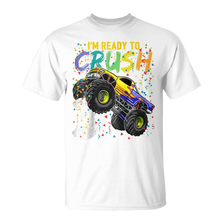 Kids Im Ready To Crush 3 Monster Truck 3Rd Birthday Shirt Boys Unisex T-Shirt