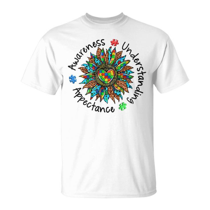Leopard Sunflower Autism Awareness Plant Lover Neurodiversity Adhd Special Ed Teacher Social Work Unisex T-Shirt