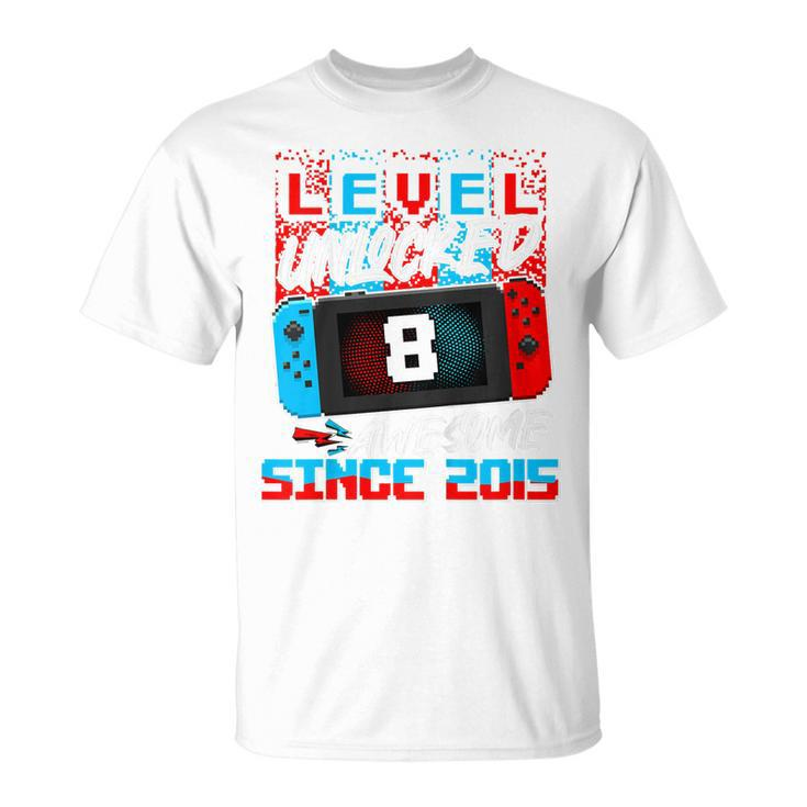 Level 8 Unlocked Awesome 2015 Video Game 8Th Birthday Boys T-shirt