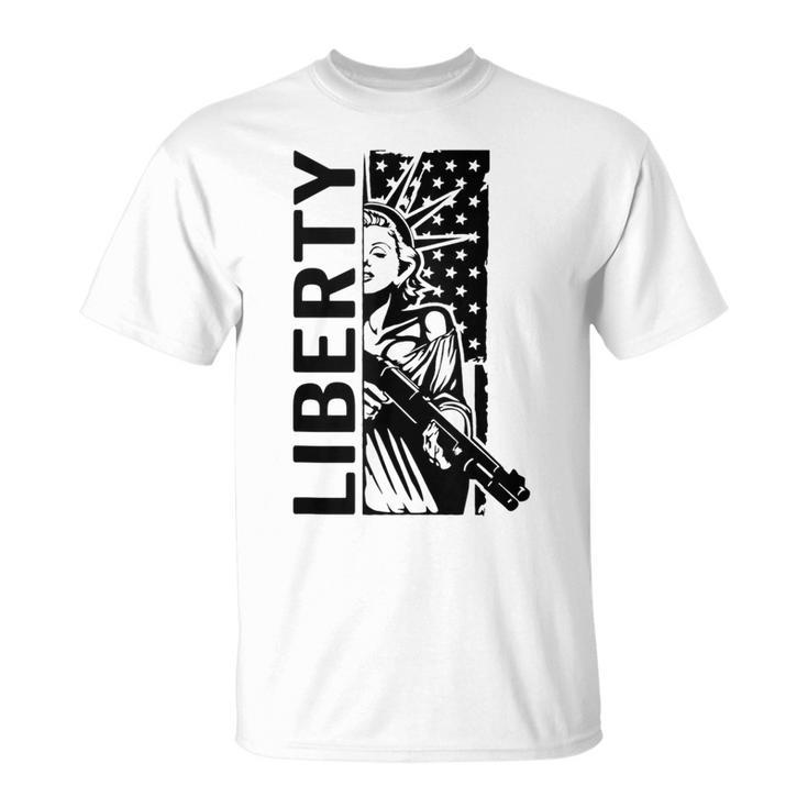 Liberty Lady Statue Shotgun Usa Pro Gun 2Nd Amendment T-Shirt