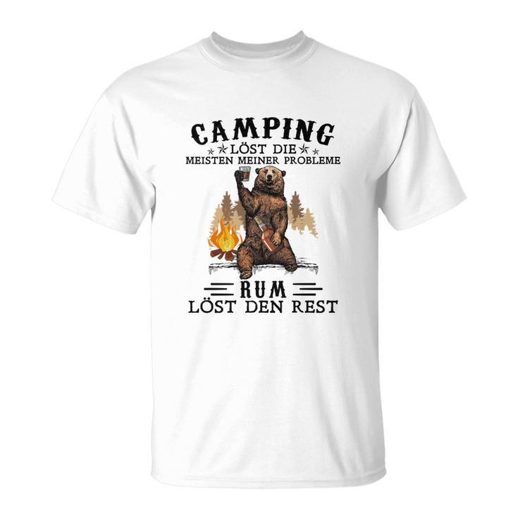 Lustiges Herren Camping T-Shirt Camping & Rum lösen Probleme, Outdoor Tee