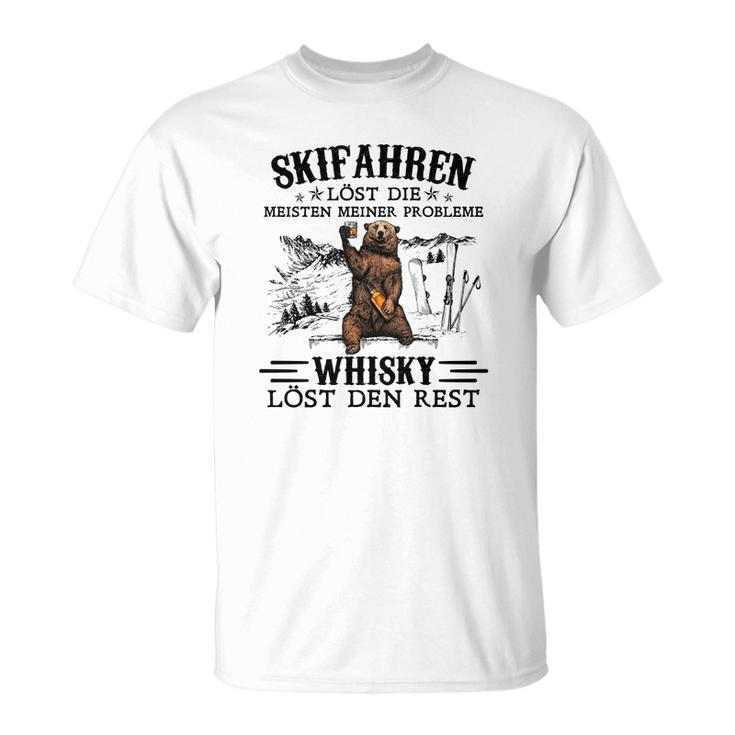 Lustiges Skifahren und Whisky Herren T-Shirt - Spruch für Ski-Liebhaber