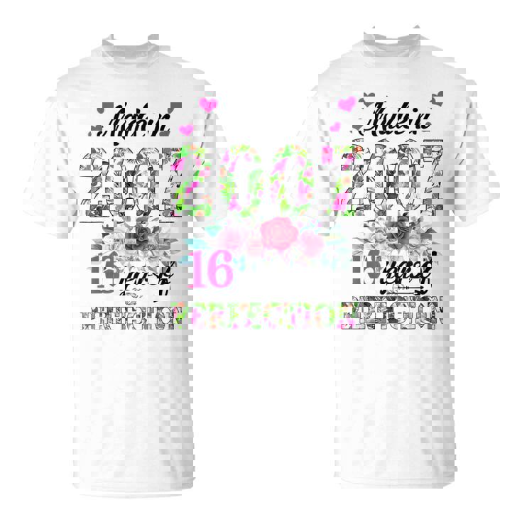 Made In 2007 Floral 16 Year Old 16Th Birthday Women T-Shirt