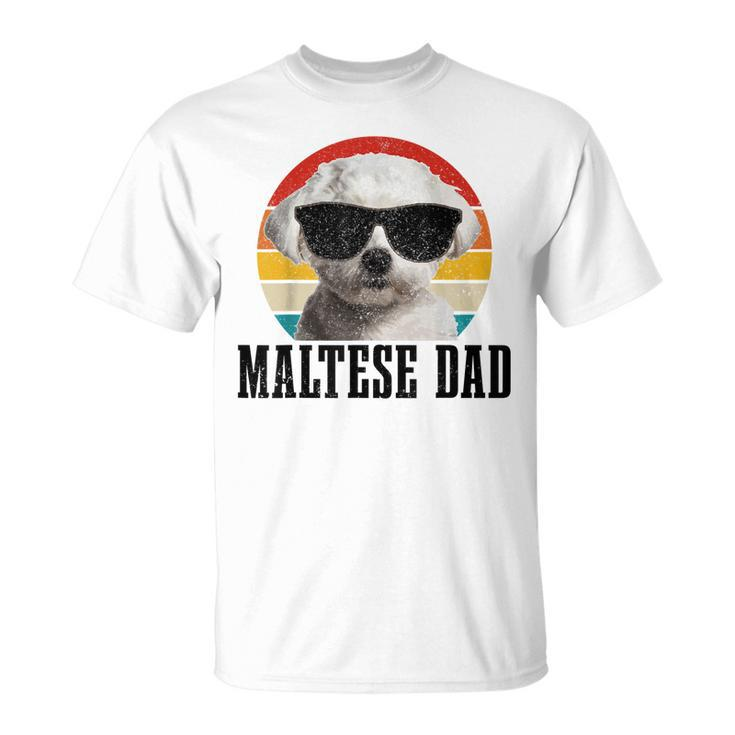 Mens Maltese Dad Retro Vintage Dog Maltese Dad T-Shirt