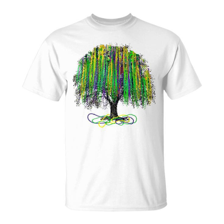 Mardi Gras Watercolor Mardi Gras Bead Tree Party Costume T-Shirt