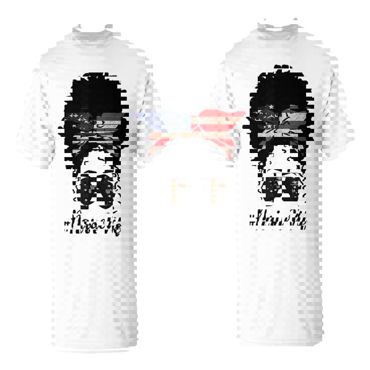 Marine Life Marine Military Wife Messy Bun Black Womens Unisex T-Shirt