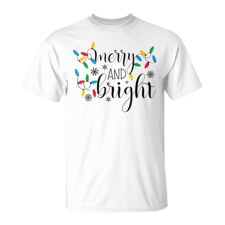 Merry And Bright Christmas Lights Cute Graphic T-shirt