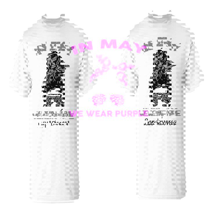 Messy Bun In May We Wear Purple Lupus Awareness Month Unisex T-Shirt