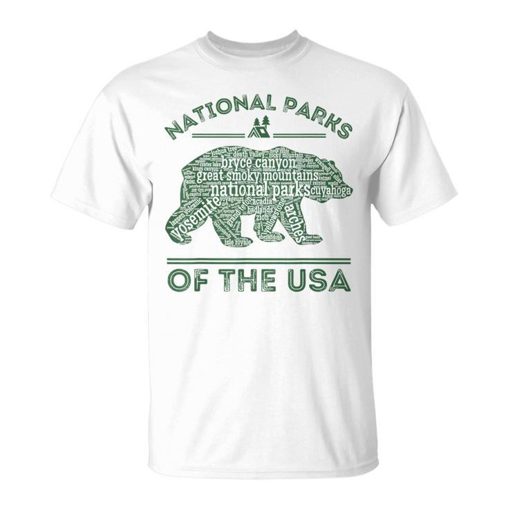 National Parks Bear Hiking Travel Camping Outdoors Retro Usa  Unisex T-Shirt