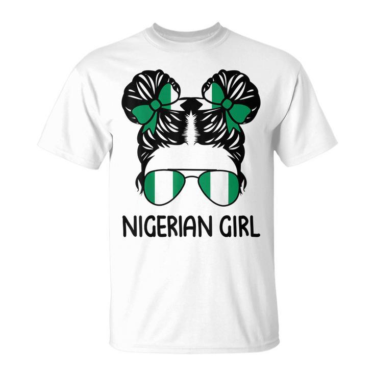 Nigerian Girl Messy Hair Nigeria Pride Patriotic Womens Kids Unisex T-Shirt
