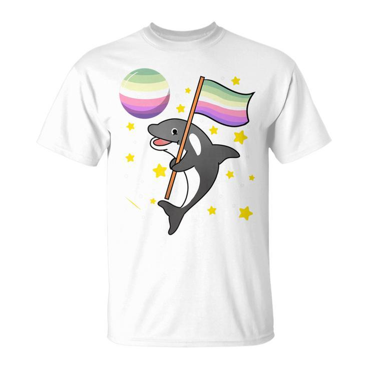Orca In Space Genderfae Pride   Unisex T-Shirt