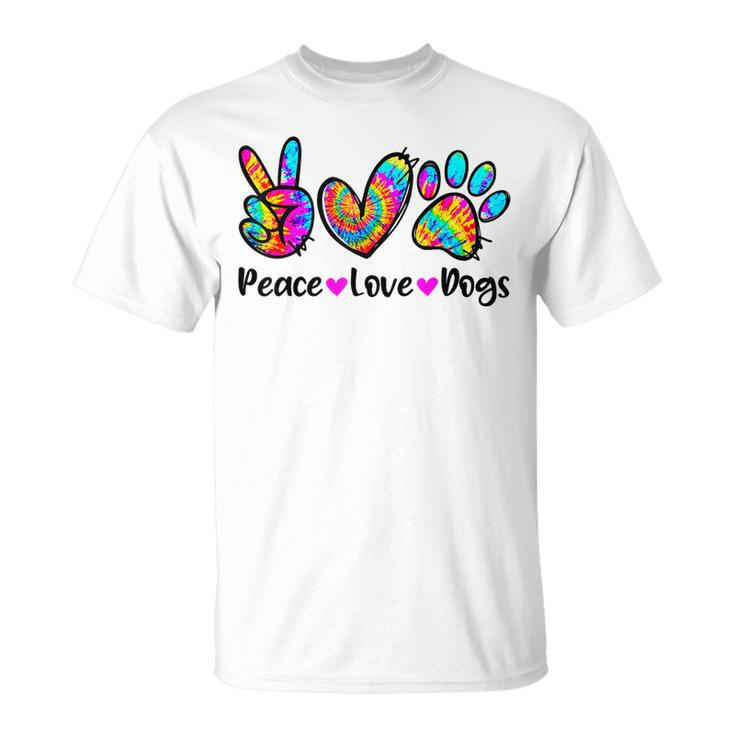 Peace Love Dogs Tie Dye Dog Paw Dog Mom Cute Mothers Day  Unisex T-Shirt