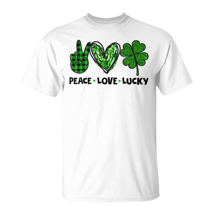 Peace Love Luck Lucky Clover Shamrock St Patricks Day T-shirt