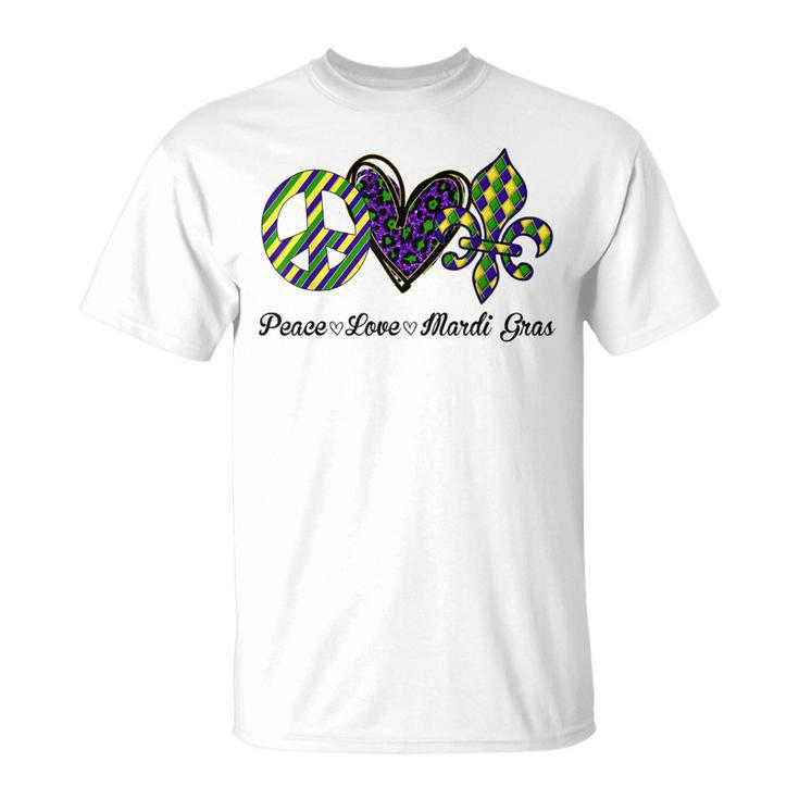 Peace Love Mardi Gras Fleur De Lys Fat Tuesday Parade V2 T-Shirt