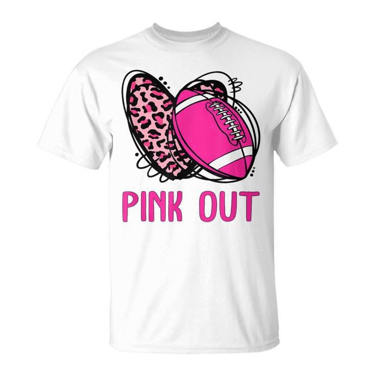 Pink Out Breast Cancer Awareness Bleached Football Mom Girls T-shirt