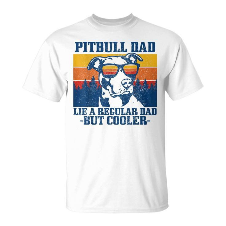 Mens Pitbull Dad Vintage Dog Fathers Day Pitbull T-Shirt