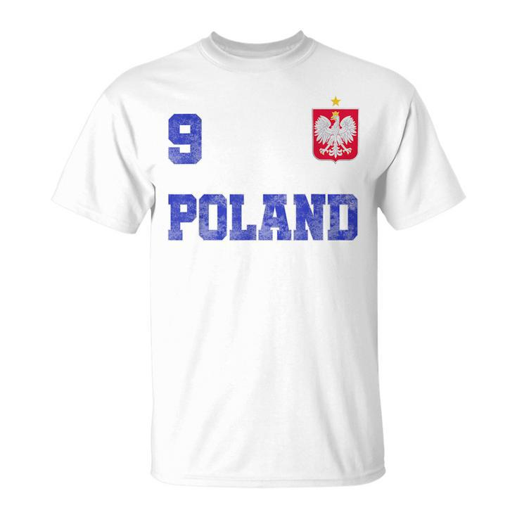 Poland Soccer Jersey Number Nine Polish Flag Futebol Fan T-shirt