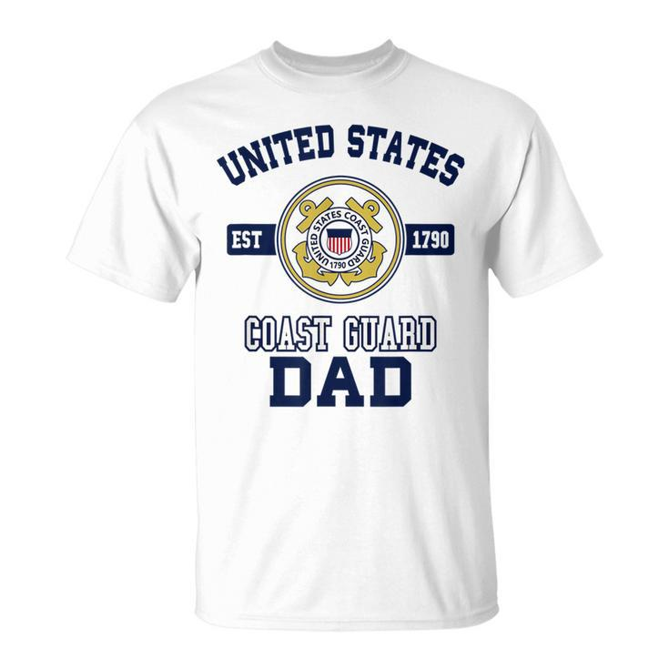 Mens Proud Us Coast Guard Dad Military PrideT-Shirt
