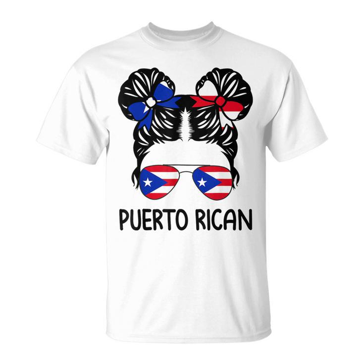 Puerto Rican Girl Messy Hair Puerto Rico Pride Womens Kids Unisex T-Shirt