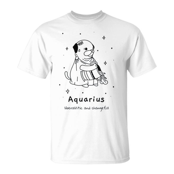 Pug Dog Aquarius Zodiac Sign Astrology Unisex T-Shirt