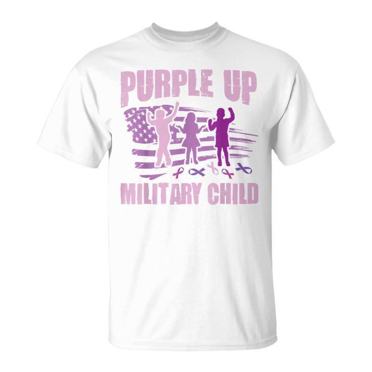 Purple Up Military Child Us Flag Military Child Awareness T-Shirt