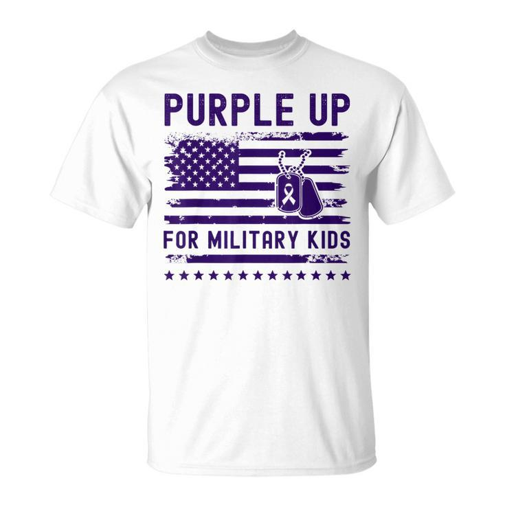 Purple Up For Military Kids Military Child Month Heart T-Shirt