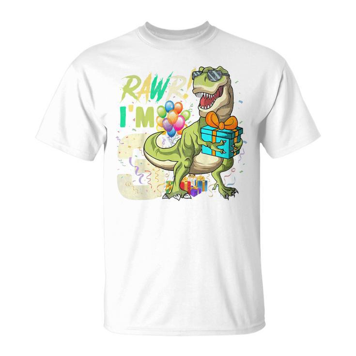 Rawr Im 3 Third Rex 3Rd Birthday Dinosaur 3 Year Old Boys T-shirt