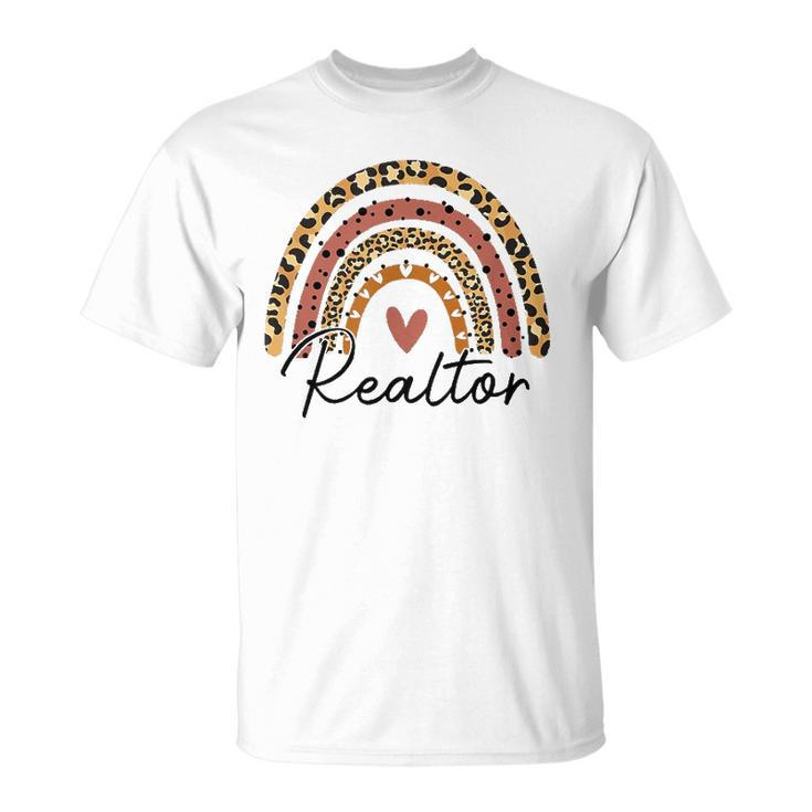 Realtor Leopard Rainbow Real Estate Agent Real Estate Life T-shirt