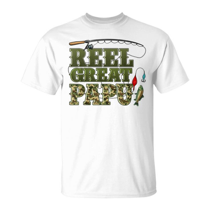 Reel Great Papu Fishing Life Fathers Day Camouflage T-shirt