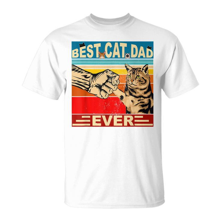 Retro Best Cat Dad Ever Vintage Mens Dads Kitty Lovers T-Shirt
