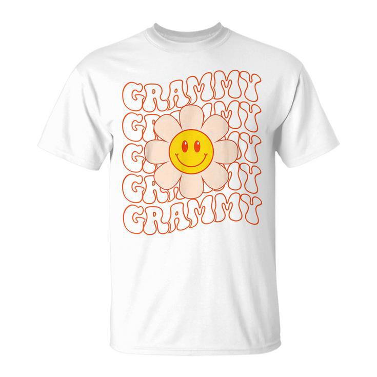 Retro Groovy Grammy Happy Face Smile Daisy Flower Grandma Unisex T-Shirt