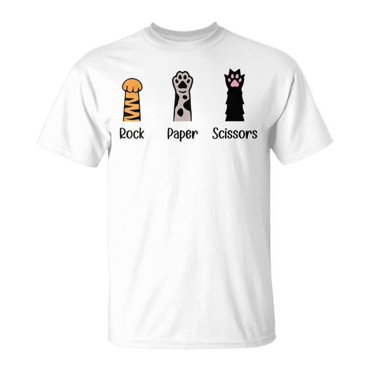 Rock Paper Scissors Funny Cat Paws Cute Kitten Lover Cats Unisex T-Shirt