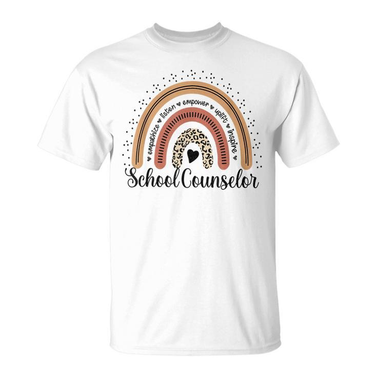 School Counselor Back To School Leopard Rainbow T-Shirt