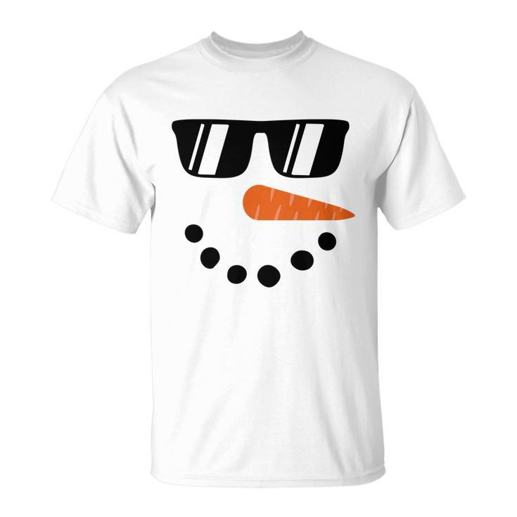 Snowman Face Shirt For Boys Kids Toddlers Glasse Christmas Winter Unisex T-Shirt