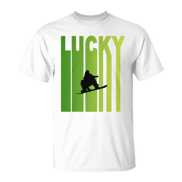 St Patricks Day Lucky Snowboarding Sport Lovers T-shirt