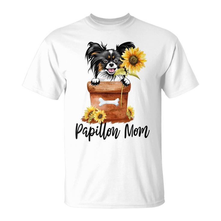 Sunflower Papillon Mom Dog Lover Gifts Gift For Womens Unisex T-Shirt