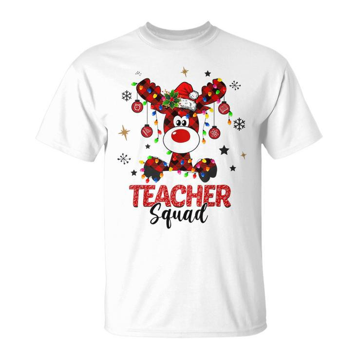 Teacher Squad Reindeer Teacher Christmas Lights Xmas V5 T-shirt