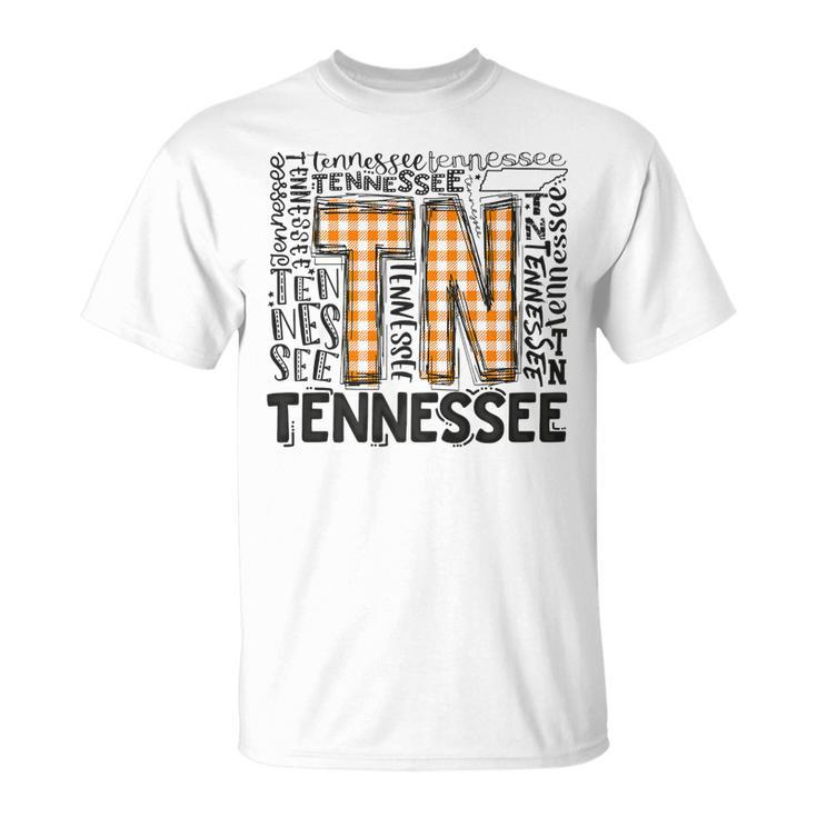 Tennessee State Flag Orange Plaid Tn T-Shirt