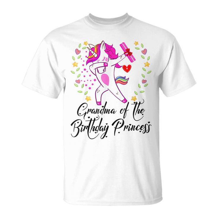 Unicorn Girl Grandma Of The Birthday Princess Grandma Flower Unisex T-Shirt