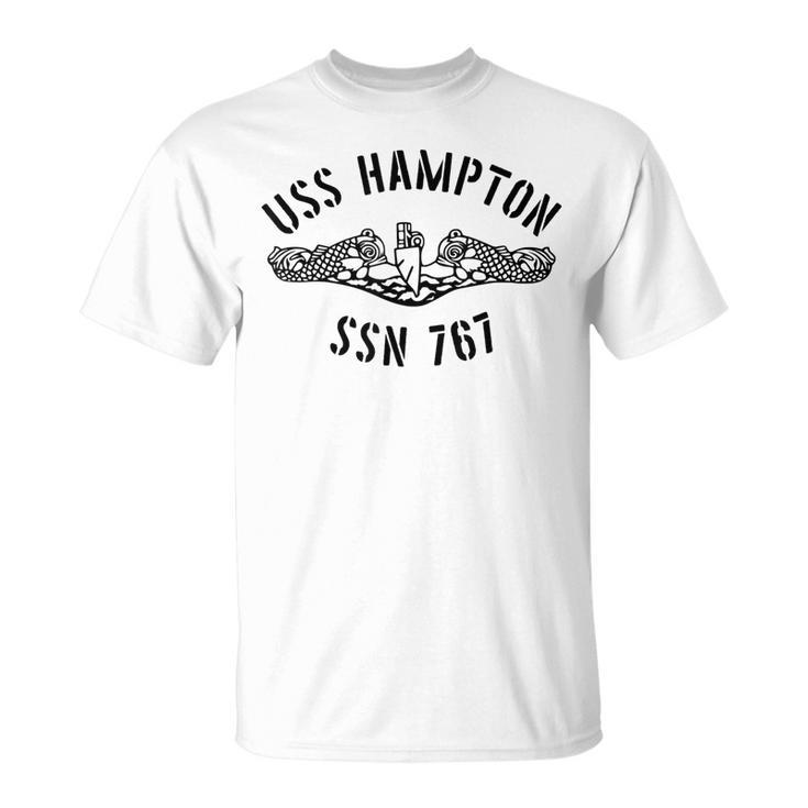 Uss Hampton Ssn 767 Attack Submarine Badge Vintage T-Shirt