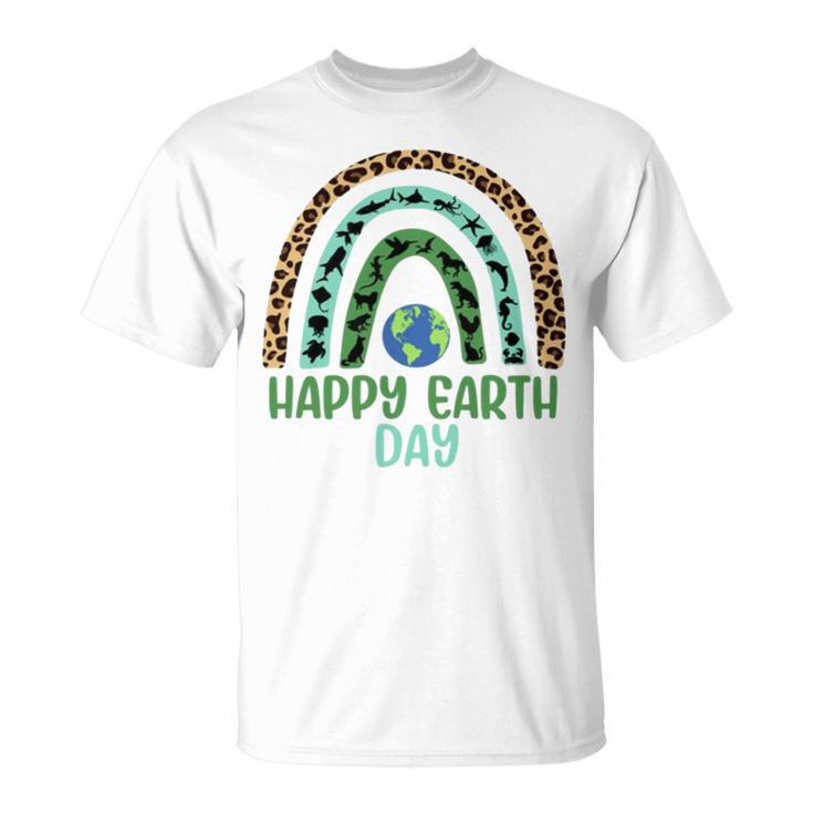 Wild And Sea Animals Happy Earth Day Rainbow Unisex T-Shirt