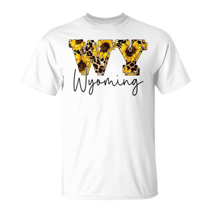 Wyoming Sunflower Leopard Print Gift Gift For Womens Unisex T-Shirt