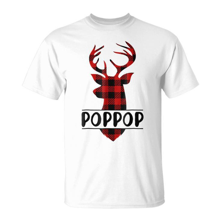 Xmas Buffalo Plaid Reindeer Poppop Family Christmas Unisex T-Shirt