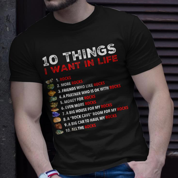 10 Things I Want In My Life Rocks More Rocks Rockounding T-Shirt Gifts for Him