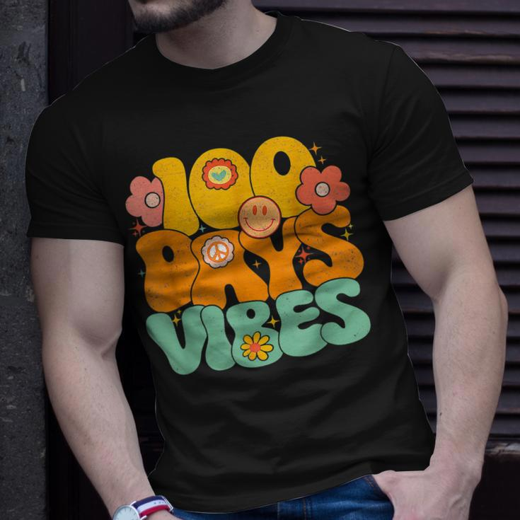 100 Days Of School Vibes 100Th Day Of School Retro Groovy T-shirt Gifts for Him