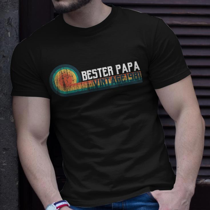 1981 Geburtstag Jahrgang Retro Vintage Geschenk Bester Papa T-Shirt Geschenke für Ihn